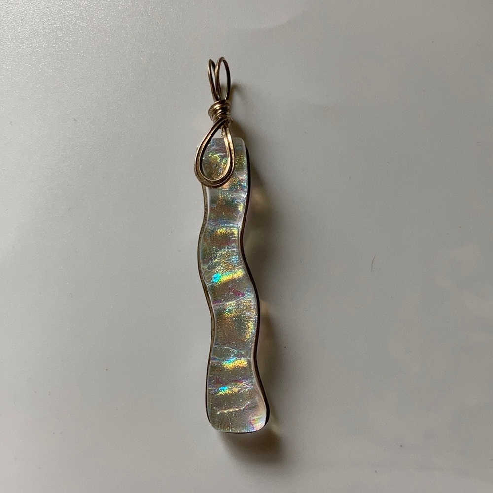 Hand wired dichroic glass pendant